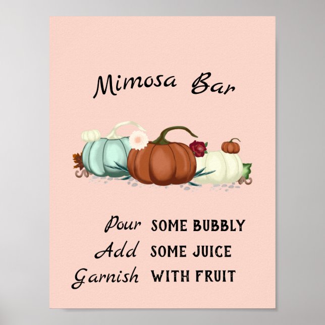 Póster Pequeña calabaza Mimosa Bar Baby Shower (Frente)