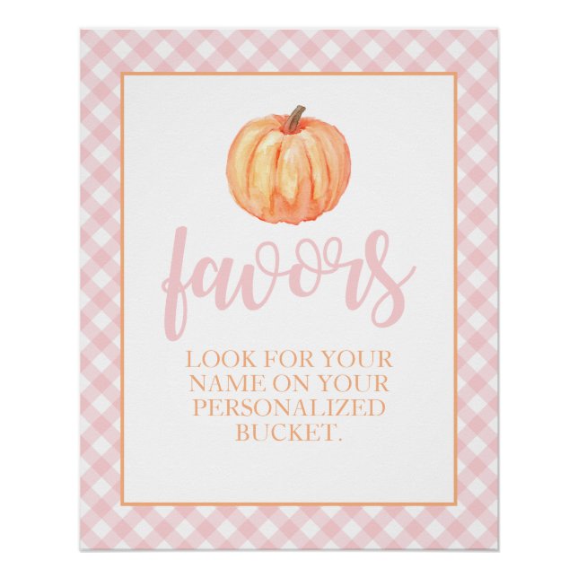 Póster Pequeña Calabaza Pastel Rosa Caída Cumpleaños Favo (Anverso)