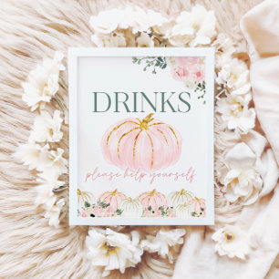 Póster Pequeña Calabaza Primer Día Bebidas de Cumpleaños 