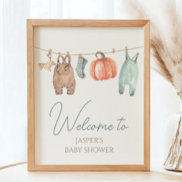 Póster Pequeña Calabaza Ropa de Caída Niño Signo de bienv