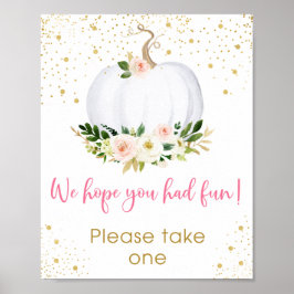 Póster Pequeña Calabaza Rótulo de Favor de Oro Rosado de 