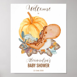 Póster Pequeña calabaza y ducha de bebé de dinosaurios