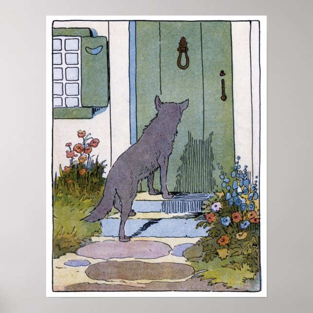 Póster Pequeña Caperucita Roja: Lobo en la puerta (Frente)