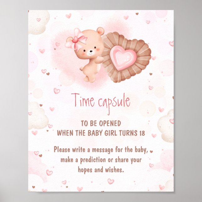 Póster Pequeña cápsula de tiempo de juego rosa de Baby Sh (Frente)