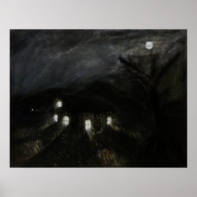 Póster Pequeña casa de pintura nocturna (Frente)