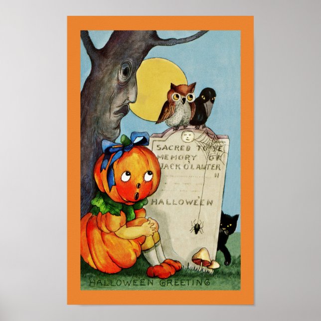 Póster Pequeña Chica de calabaza y amigos (Frente)