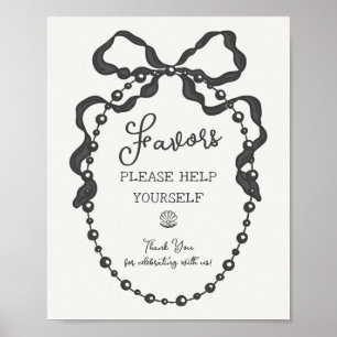 Póster Pequeña Coqueta Negra Perla Bow Favores