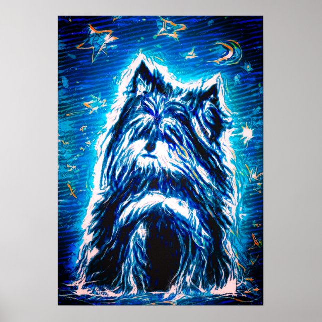 Póster Pequeña Doggy de azul (Frente)