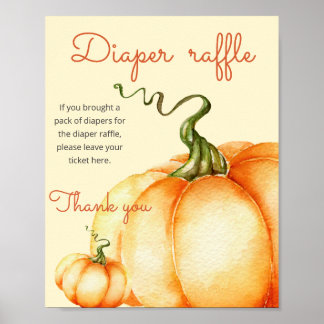 Póster Pequeña ducha de bebé de calabaza Poster de rifa d