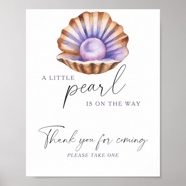 Póster Pequeña ducha Pearl Baby - Gracias por venir (Frente)