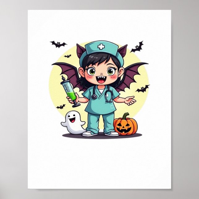 Póster Pequeña enfermera de brujas, Halloween Premium T-S (Frente)