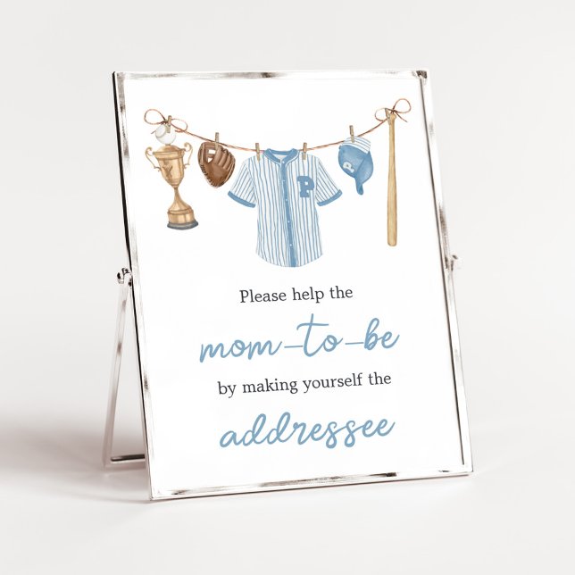 Póster Pequeña estación de sobres de béisbol (Baseball Little Slugger Baby Shower Envelope Station Sign)