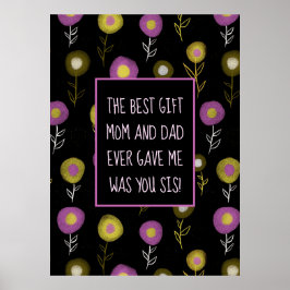 Póster Pequeña Hermana Patrón Botánico Oscuro Girly Poste