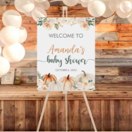 Póster Pequeña marca de bienvenida Baby Shower de calabaz