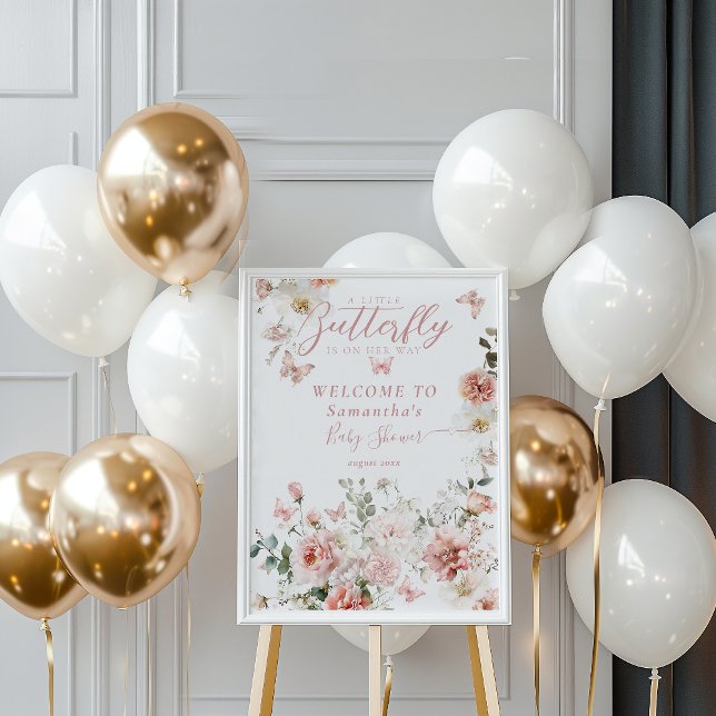 Póster Pequeña Mariposa Rosa Flora Bebé Beber Ducha (Subido por el creador)