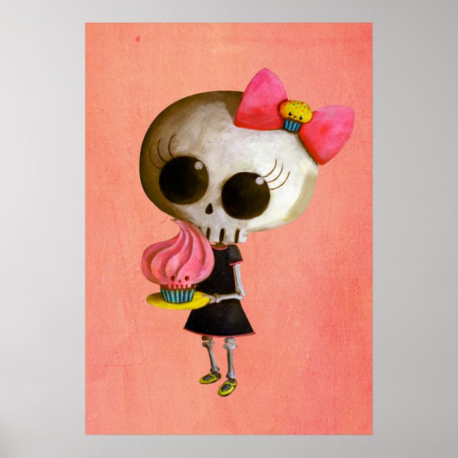 Póster Pequeña Miss Muerte con Torta (Frente)