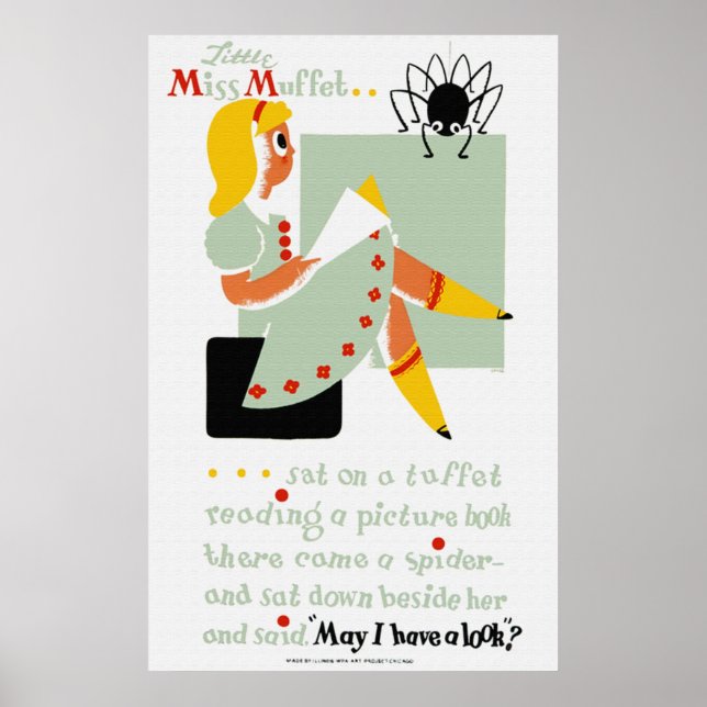 Póster Pequeña Miss Muffet Poster de lectura (Frente)
