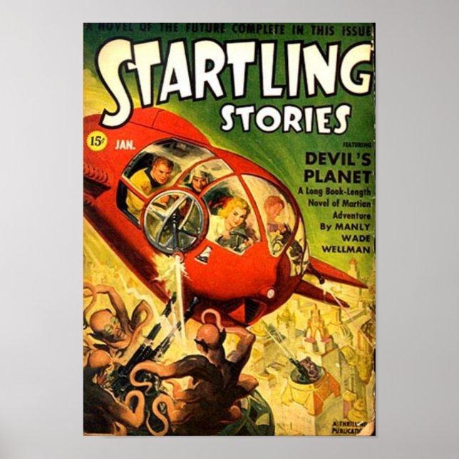 Póster Pequeña nave espacial roja (Frente)