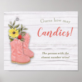 Póster Pequeña Novia Bootie Rótulo de juego de ducha de m