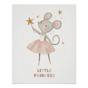 Póster Pequeña Princesa Ballerina, Cute Nursery Wall Art