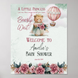 Póster Pequeña Princesa Osa Bearly Wait Chica Baby Shower