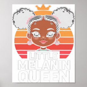 Póster Pequeña Reina de Melanina Chica Africana Mes de la