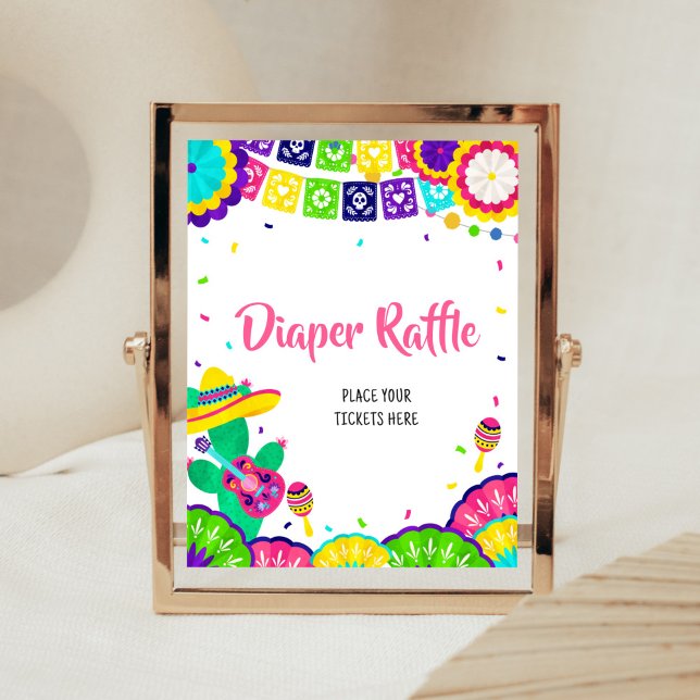 Póster Pequeña señorita Baby Shower Diaper Raffle (Mexican Baby Shower Diaper Raffle Sign)