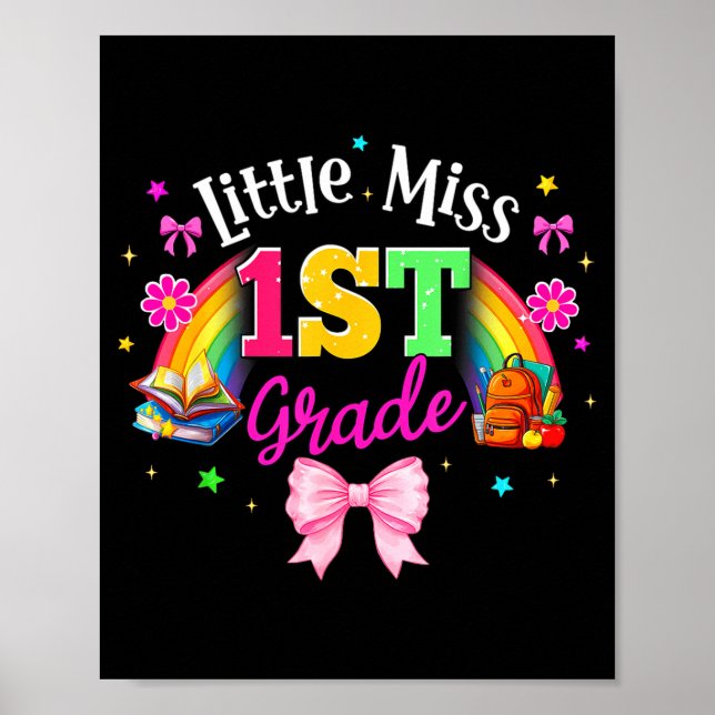 Póster Pequeña señorita de 1er grado lindo primer día de  (Frente)