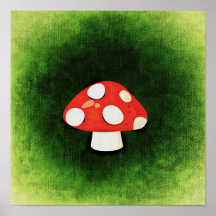 Póster Pequeña seta roja linda