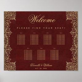 Póster Pequeña tabla de asientos de oro de 7 tablas de co