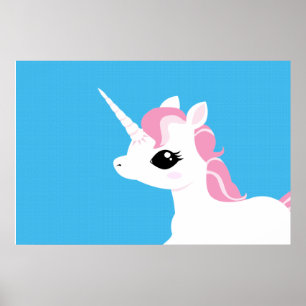 Póster Pequeña Unicornio con poster de hombres rosa