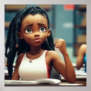Póster Pequeña y pequeña chica afroamericana en Poster es