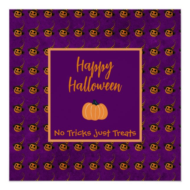 Póster Pequeñas calabazas de naranja de Halloween truco o (Anverso)