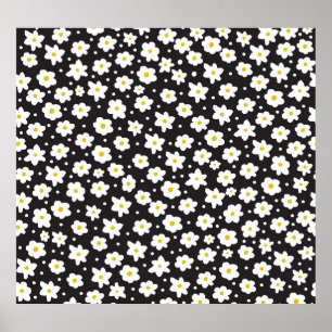 Póster Pequeñas daisies, vintage, sin costuras.