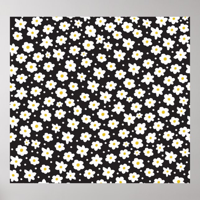 Póster Pequeñas daisies, vintage, sin costuras. (Frente)