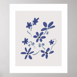 Póster Pequeñas Flores Románticas Azules