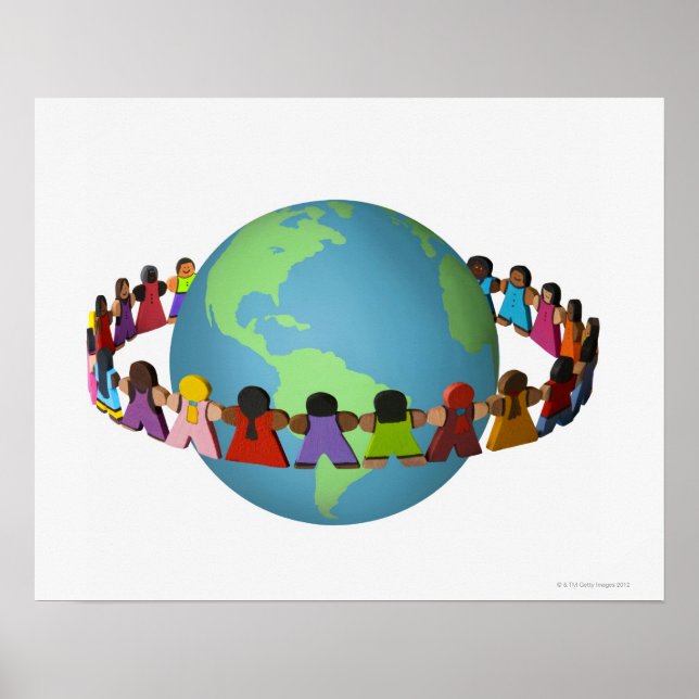 Póster Pequeñas muñecas de madera de diversas etnias (Frente)