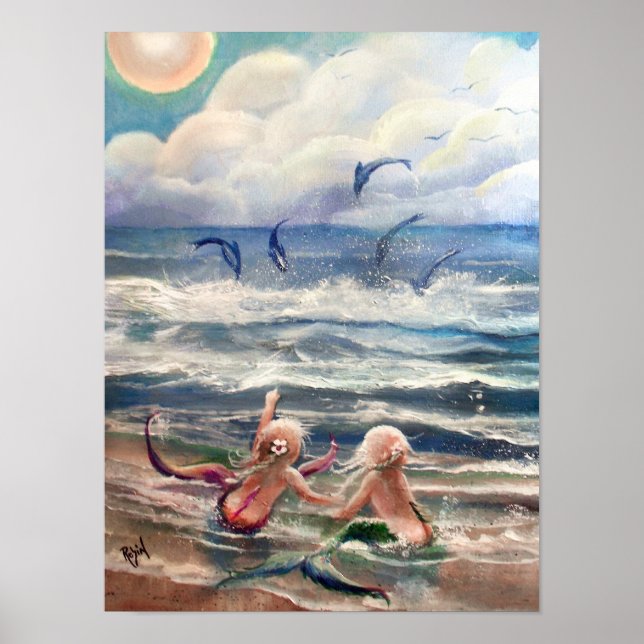 Póster Pequeñas sirenas y delfines Poster (Frente)