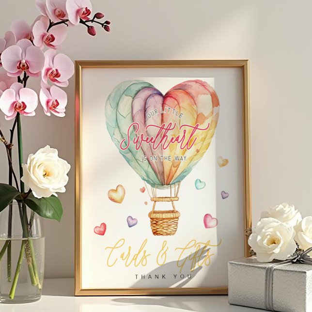 Póster Pequeñas tarjetas de amor y regalos Rótulo bebé (Sweetheart Baby Shower Sign)