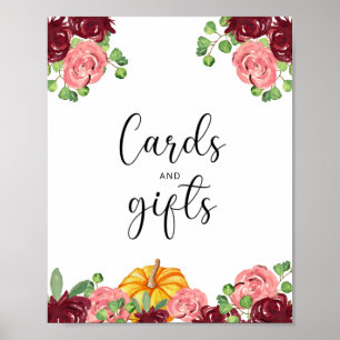 Póster pequeñas tarjetas de calabaza y regalos para bebé 