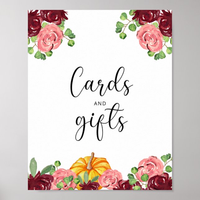 Póster pequeñas tarjetas de calabaza y regalos para bebé  (Frente)