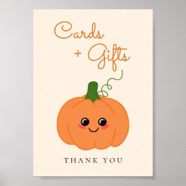 Póster Pequeñas tarjetas de calabaza y regalos Rótulo de 