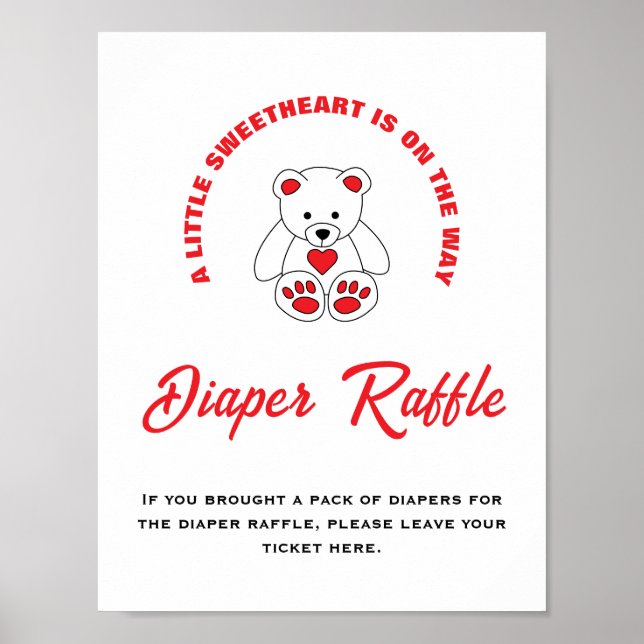 Póster Pequeño amor Baby Shower Diaper Raffle Rótulo (Frente)
