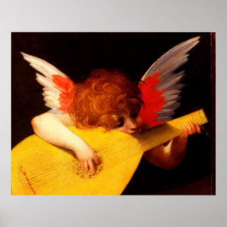 Póster PEQUEÑO ANGEL JUGANDO música LUTE HACIENDO Cherub