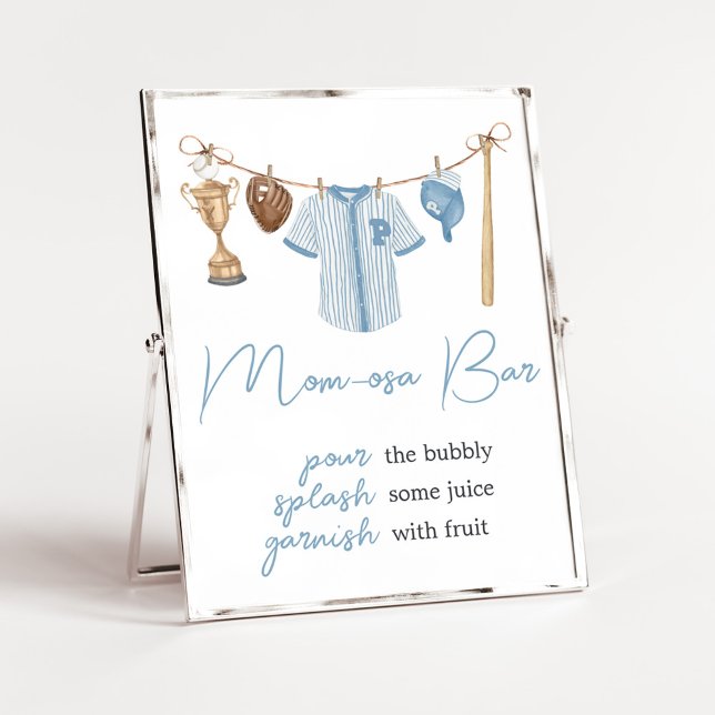 Póster Pequeño asfixiante Béisbol Baby Shower Mom Osa Bar (Baseball Little Slugger Baby Shower Mom Osa Bar Sign)
