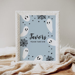 Póster Pequeño Boo Azul Halloween Baby Shower favorece el