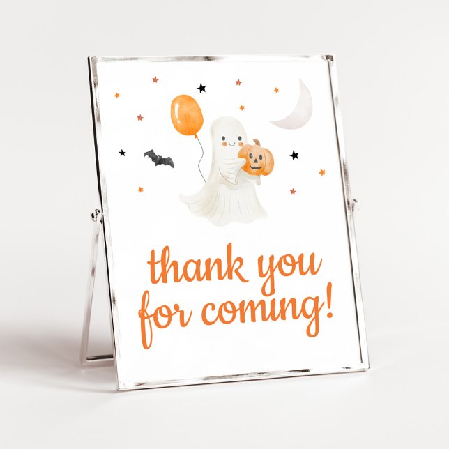 Póster Pequeño Boo de Halloween Gracias por venir (A Little Boo Baby Shower Thank you for Coming Sign)