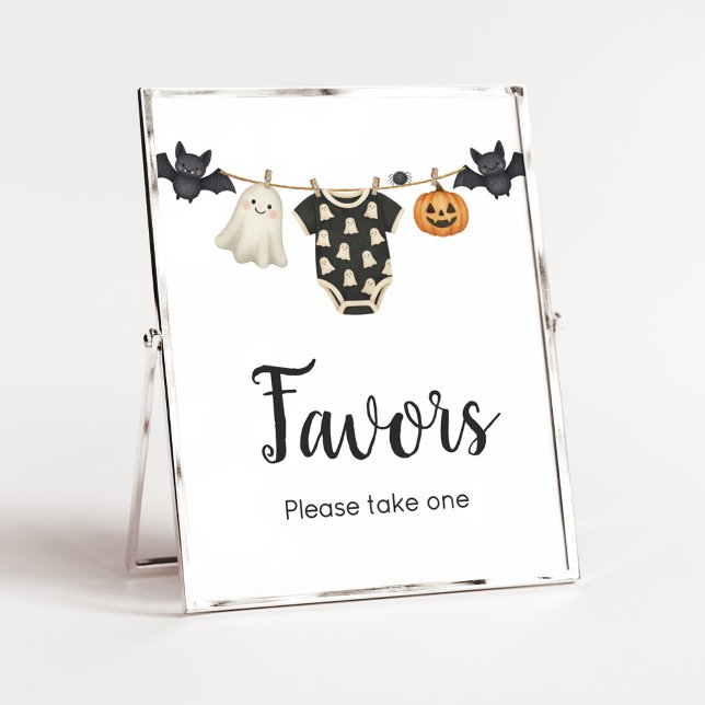 Póster Pequeño boo en línea Baby Shower favorece el Rótul (Halloween Little Boo Clothesline Baby Shower Sign)