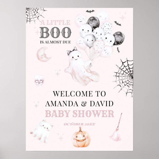 Póster Pequeño Boo Fantasma Fantasma Halloween Niña Ducha (Frente)