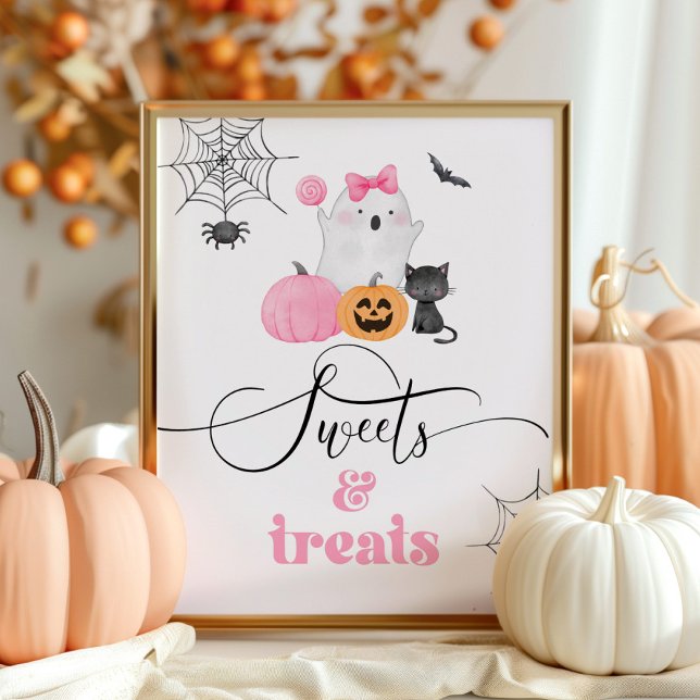 Póster Pequeño Boo fantasma rosa Halloween Dulces y golos (Subido por el creador)